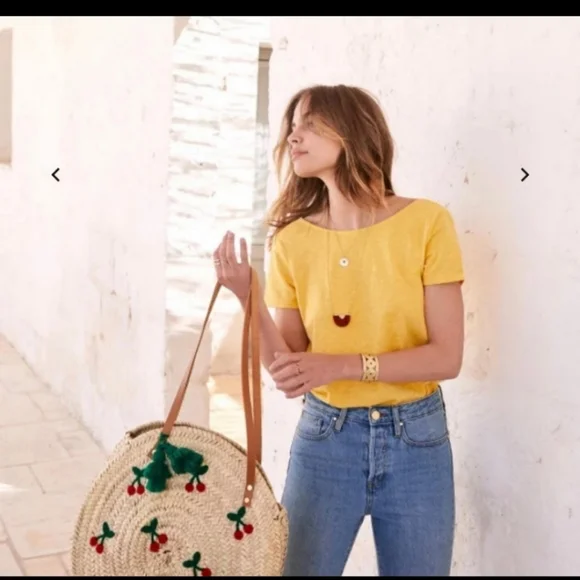 Sezane Yellow Strappy Back T Shirt Top - Picture 2 of 7
